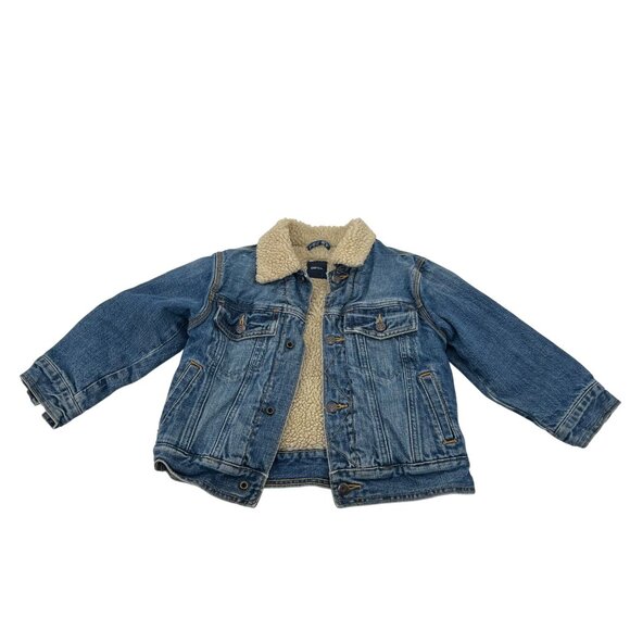 GapKids Sherpa-Lined Denim Jacket XS Blue - Picture 1 of 5